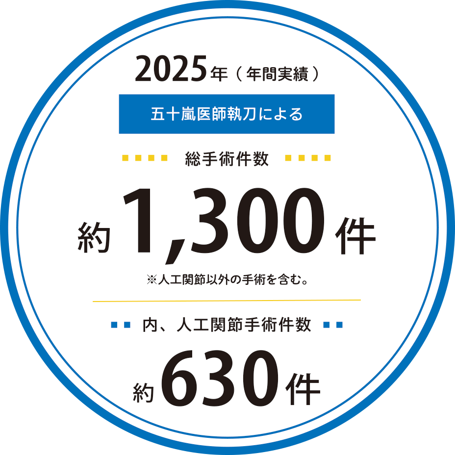2025年の五十嵐医師執刀による総手術件数「約1300件」